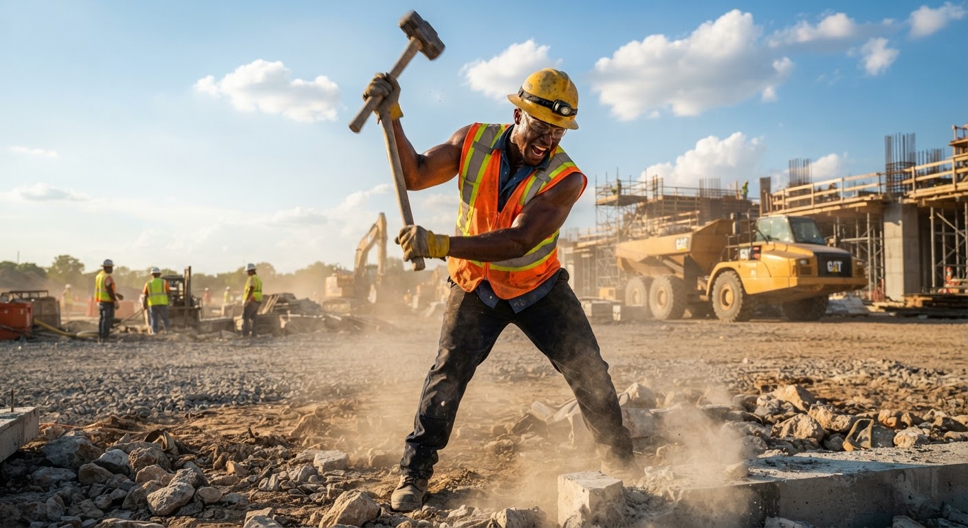 Construction worker at an Afafrank Projects site